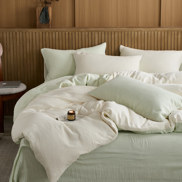 91家纺网 家纺一手货源 找家纺 宜代光年 2025新款全棉纯棉享云棉纯色暗合系列四件套 云享棉-青绿