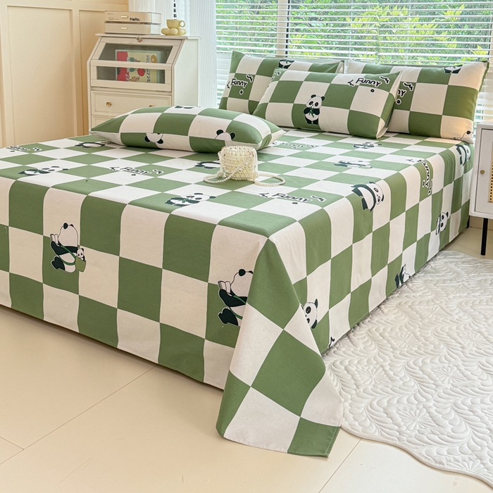 91家纺网 家纺一手货源 找家纺 仟网汇 2025新款老粗布床单粗布凉席老粗布单床单枕套单品 熊猫格