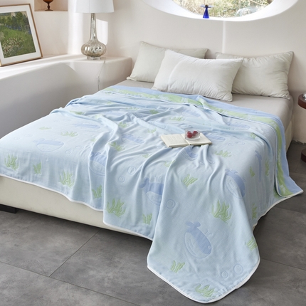 爱港家纺 2025新款全棉A类六层纱布毛巾被 夏被 海趣图