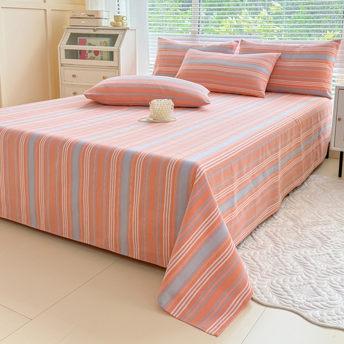 91家纺网 家纺一手货源 找家纺 仟网汇 2025新款老粗布床单粗布凉席老粗布单床单枕套单品 彩桔