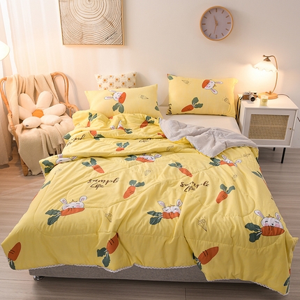 鑫贝阳 2025新款亲肤水洗棉小花边印花夏被 萝卜兔