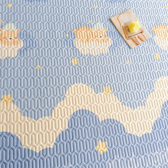 91家纺网 家纺一手货源 找家纺 雯豆2025夏季新品0.4乳胶凉席平铺款三件套凉感丝小清新印花席梦思床罩 乳胶凉席-晚安