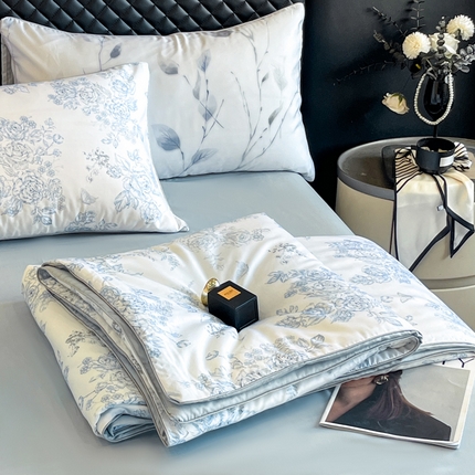 一加一 2025新款60S莱赛尔凉感蚕蛹蛋白夏被四件套 蔷薇之恋