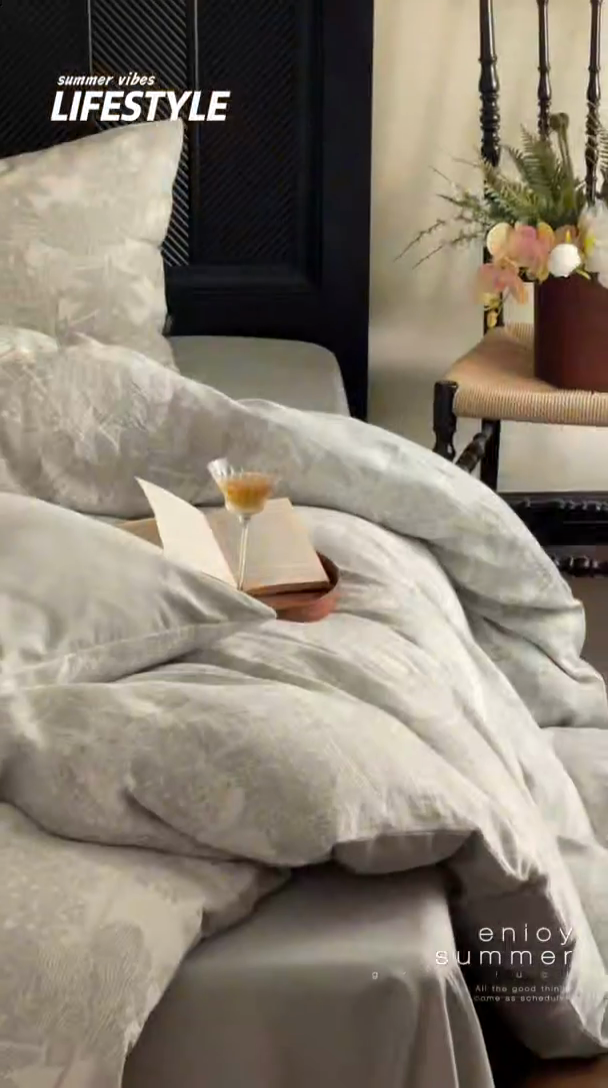 91家纺网 家纺一手货源 找家纺 宜代光年 2025新款全棉色织水洗棉大提花四件套（第一批） 红木林 森林绿