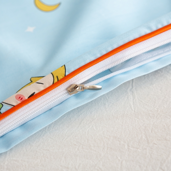 91家纺网 家纺一手货源 找家纺 萌番宝 A类新款60支长绒棉纯棉儿童枕套枕头 魔力王子蓝