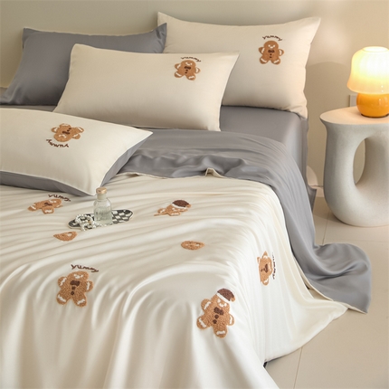 91家纺网 家纺一手货源 找家纺 （总）梦幻之城 2025新款水洗真丝毛巾绣四件套黛西系列