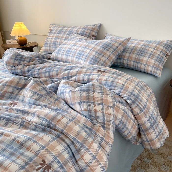 91家纺网 家纺一手货源 找家纺 诺梵家纺 2025新款有氧双层纱印花四件套 妮卡