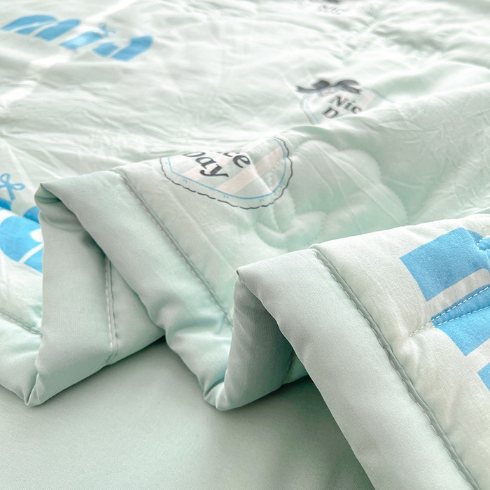 91家纺网 家纺一手货源 找家纺 2025新款A类印花手包边凌香新疆棉花夏被 凌香字母