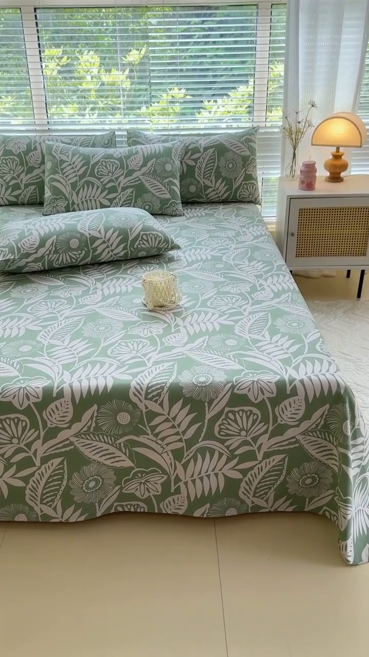 91家纺网 家纺一手货源 找家纺 仟网汇 2025新款老粗布床单粗布凉席老粗布单床单枕套单品 热带风情