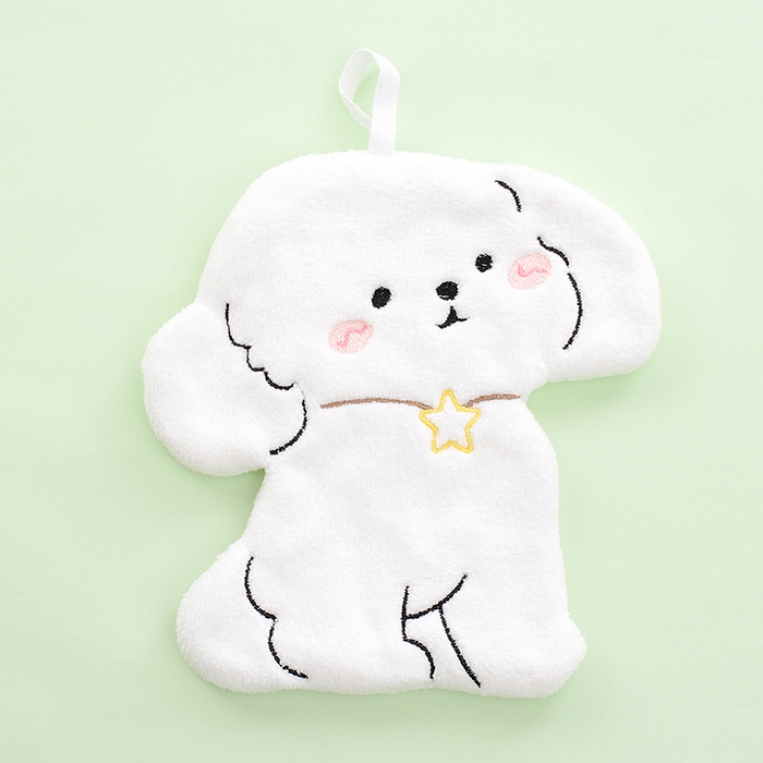 91家纺网 家纺一手货源 找家纺 彩虹毛巾 2025新款卡通小狗擦手巾厨房卫生间擦手帕 星星狗