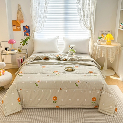 好欣怡家纺 2026新款生态棉夏被礼品被空调被直播引流款夏凉被子 生态棉包边款-米色