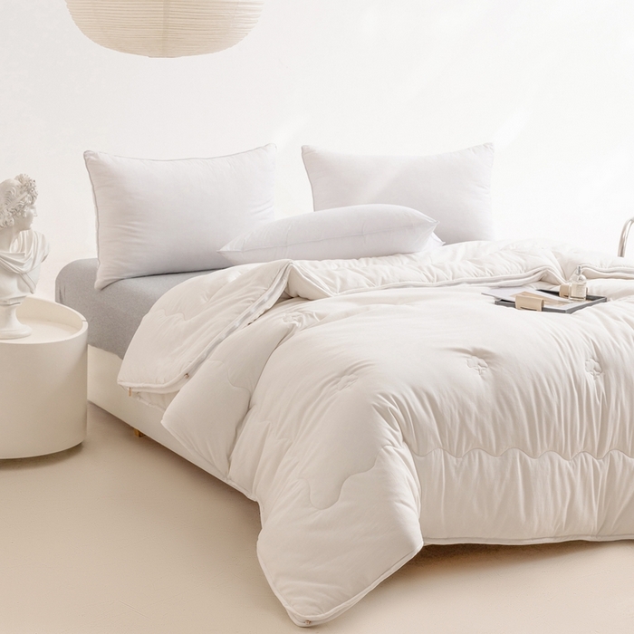 91家纺网 家纺一手货源 找家纺 易睡 2025新款A类水洗棉新疆棉花被子母被 白色