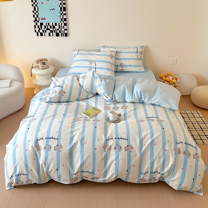 91家纺网 家纺一手货源 找家纺 典曼家纺 2025新款13372印花小清新四件套 可爱小象