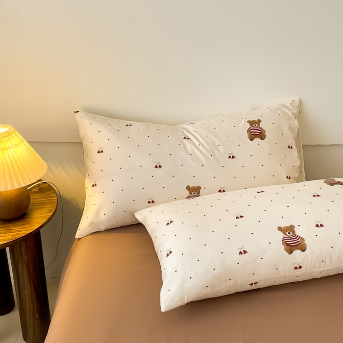 91家纺网 家纺一手货源 找家纺 诺梵家纺 2025新款有氧双层纱印花四件套 叮当熊