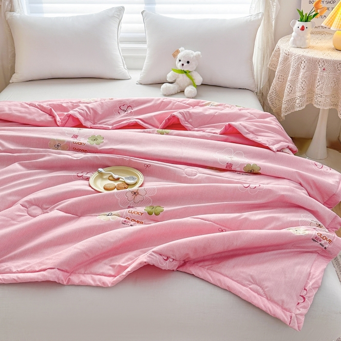 91家纺网 家纺一手货源 找家纺 好欣怡家纺 2026新款生态棉夏被礼品被空调被直播引流款夏凉被子 生态棉包边款-粉色