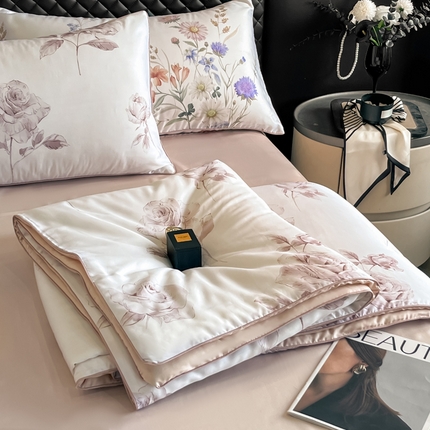 一加一 2025新款60S莱赛尔凉感蚕蛹蛋白夏被四件套 瑰丽
