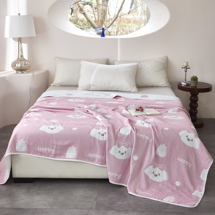 爱港家纺 2025新款全棉A类六层纱布毛巾被 夏被 甜心汪