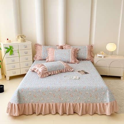 91家纺网 家纺一手货源 找家纺 ME/ERA HOME寐时代 2025新款针织双层纱韩版床盖 枝蔓