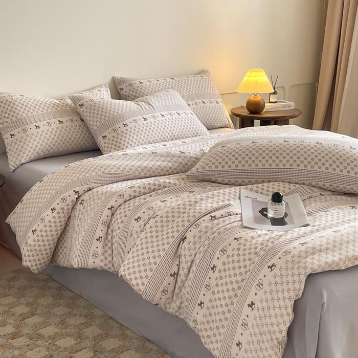 91家纺网 家纺一手货源 找家纺 诺梵家纺 2025新款有氧双层纱印花四件套 小马宝丽