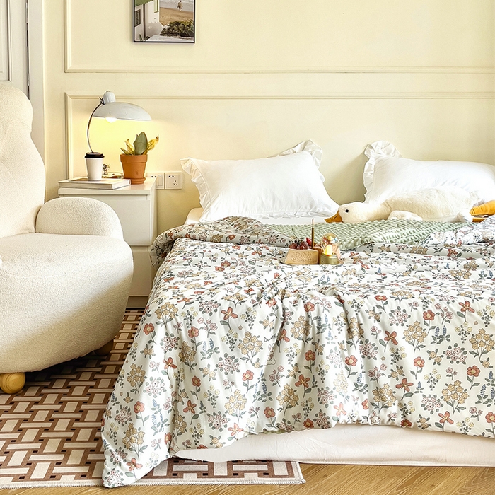 91家纺网 家纺一手货源 找家纺 绒梦里 2025新款A类小凉皮凉感冰豆豆夏被空调被 花间小兔