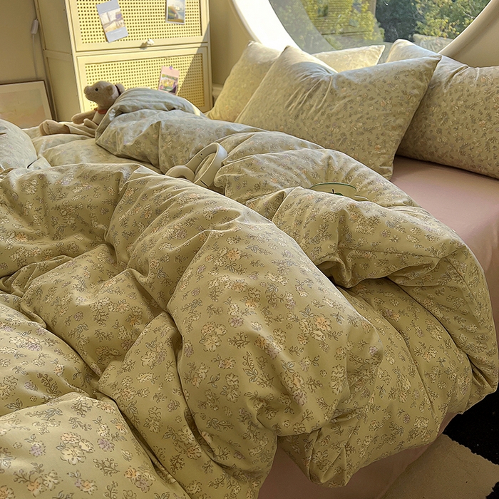 91家纺网 家纺一手货源 找家纺 花漾家居 2025新款针织双层纱被套枕套四件套 花菲花