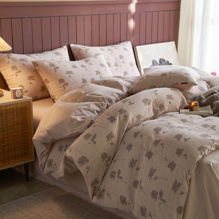 宜代光年 2025新款全棉彩色色织大提花纱布四件套 绮梦花间