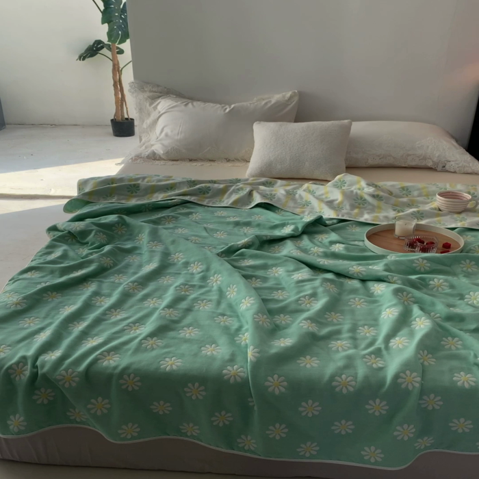 91家纺网 家纺一手货源 找家纺 （总）爱港家纺 2025新款全棉A类六层纱布毛巾被 夏被