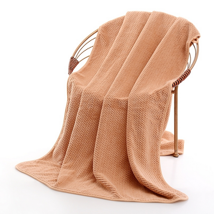 91家纺网 家纺一手货源 找家纺 彩虹新款加厚加大珊瑚绒菠萝格方巾毛巾浴巾套装外贸跨境大浴巾吸水加厚大毛巾浴巾两件套 菠萝格浴巾棕色