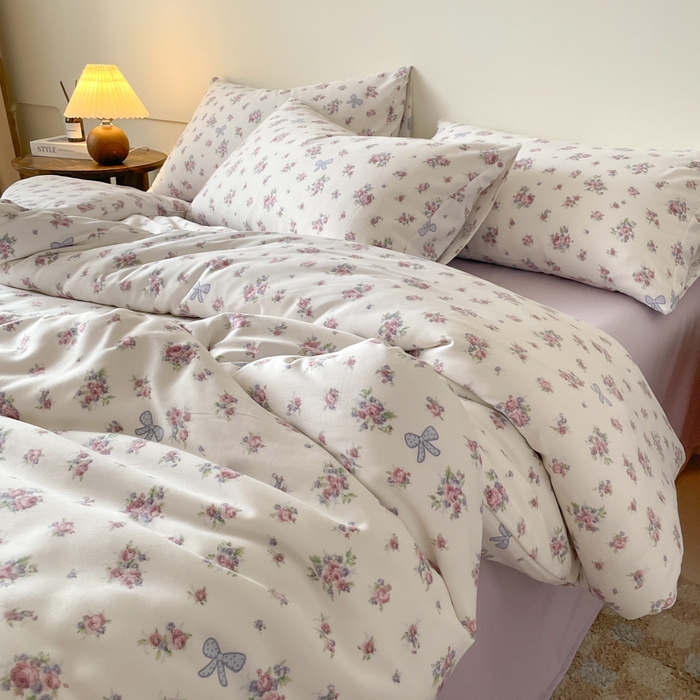 91家纺网 家纺一手货源 找家纺 诺梵家纺 2025新款有氧双层纱印花四件套 春不晚