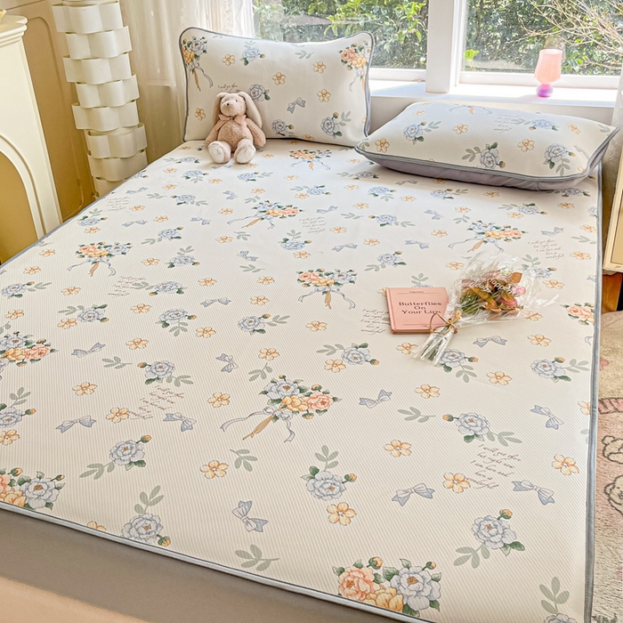 91家纺网 家纺一手货源 找家纺 星座家纺 2025新款大斜纹复合冰丝凉席-床笠款 拈花湾蓝-床笠款