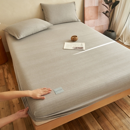 寐绸家纺 2025新款双层纱人字斜提花单床笠 人字斜床笠-浅灰