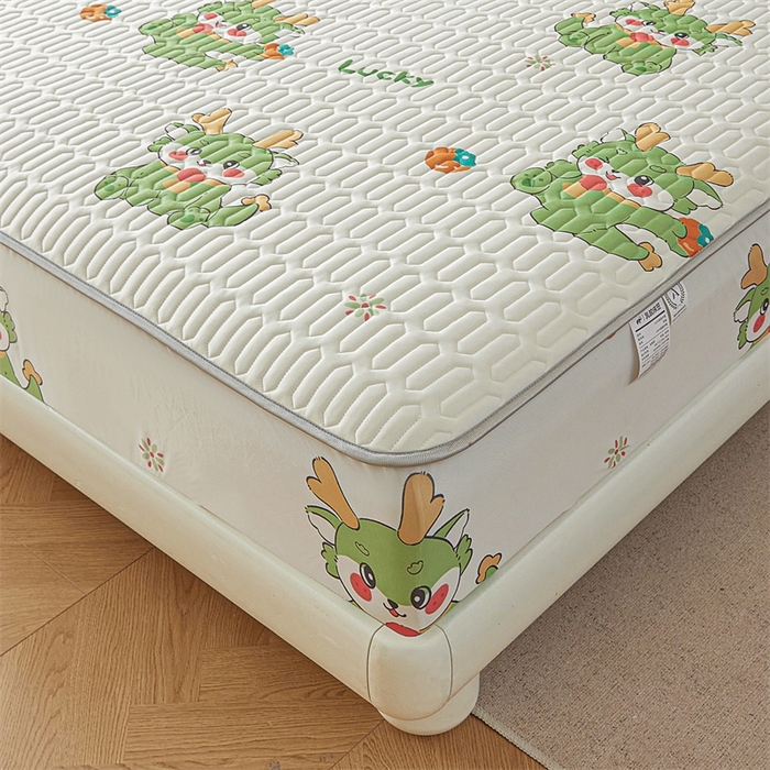 91家纺网 家纺一手货源 找家纺 雯豆2025夏季新品0.4乳胶凉席床笠款三件套凉感丝印花纯色床罩 乳胶床笠-吉祥龙