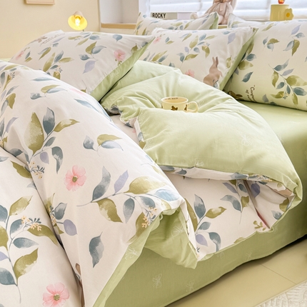 91家纺网 家纺一手货源 找家纺 KA家纺 2025新款高密全棉印花软糯四件套 秘境