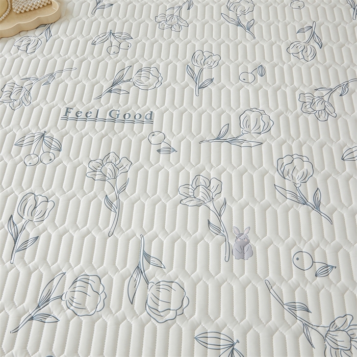 91家纺网 家纺一手货源 找家纺 雯豆2025夏季新品0.4乳胶凉席床笠款三件套凉感丝印花纯色床罩 乳胶床笠-摇曳花开