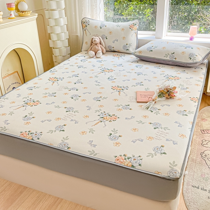 91家纺网 家纺一手货源 找家纺 星座家纺 2025新款大斜纹复合冰丝凉席-床笠款 拈花湾蓝-床笠款