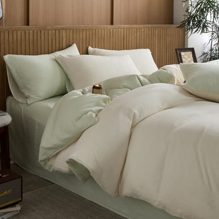 宜代光年 2025新款全棉纯棉享云棉纯色暗合系列四件套 云享棉-青绿