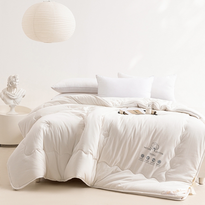 91家纺网 家纺一手货源 找家纺 易睡 2025新款A类水洗棉新疆棉花被子母被 白色