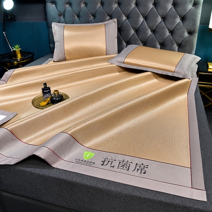 91家纺网 家纺一手货源 找家纺 2025新款小千鸟格-经典款抗菌席（鲜亮风格）凉席藤席冰藤席竹席冰丝席空调席草席乳胶席凉感豆豆席 小千鸟格-经典款抗菌席 (咖色）