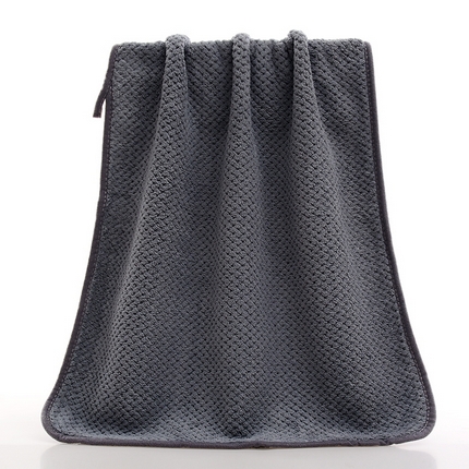 91家纺网 家纺一手货源 找家纺 彩虹新款加厚加大珊瑚绒菠萝格方巾毛巾浴巾套装外贸跨境大浴巾吸水加厚大毛巾浴巾两件套 菠萝格毛巾深灰