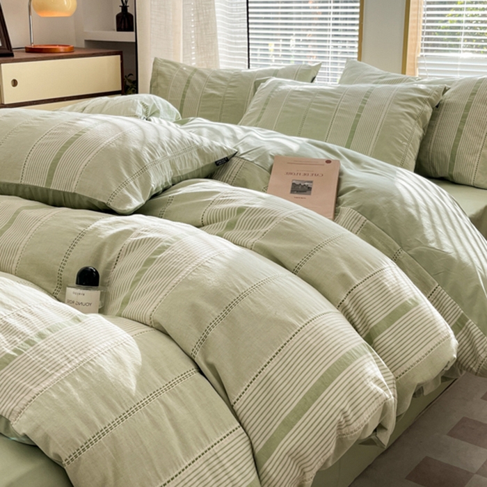 91家纺网 家纺一手货源 找家纺 宜代光年 2025新款全棉纯棉色织提花瑞拉系列四件套 瑞拉-绿