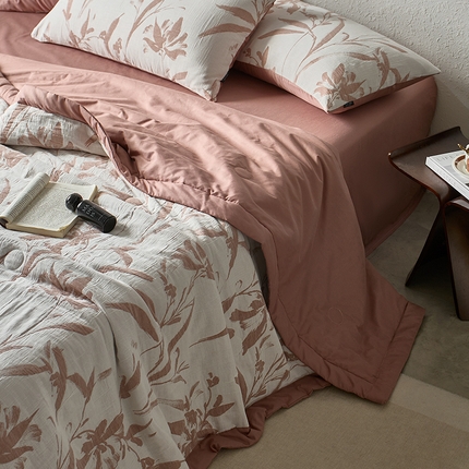 宜代光年 2025新款60s水洗棉提花夏被套件 林逾静-橘