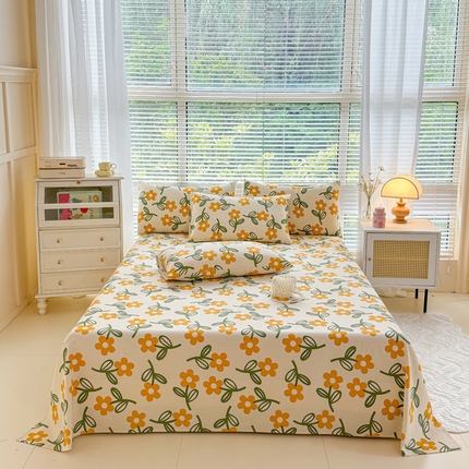 91家纺网 家纺一手货源 找家纺 仟网汇 2025新款老粗布床单粗布凉席老粗布单床单枕套单品 小桔梗