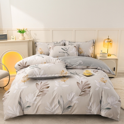 润淳 2025全棉正宗13376四件套精梳棉印花纯棉三件套13372全棉四件套 醒春集灰