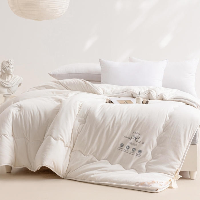 91家纺网 家纺一手货源 找家纺 易睡 2025新款A类水洗棉新疆棉花被子母被 白色