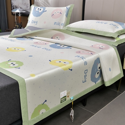 91家纺网 家纺一手货源 找家纺 2025新款加厚款-碳光凉感印花冰丝席系列 彩色煤球