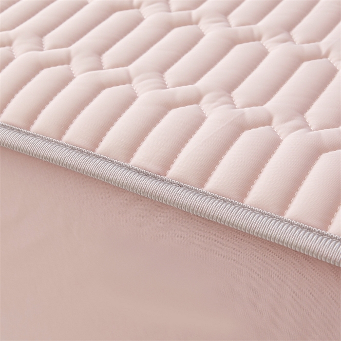 91家纺网 家纺一手货源 找家纺 雯豆2025夏季新品0.4乳胶凉席床笠款三件套凉感丝印花纯色床罩 乳胶床笠-淡雅粉