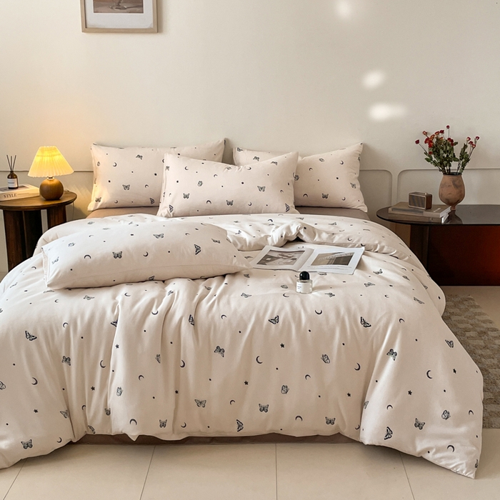 91家纺网 家纺一手货源 找家纺 诺梵家纺 2025新款有氧双层纱印花四件套 贝利