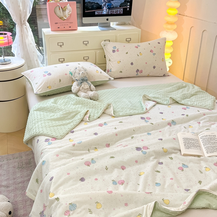 91家纺网 家纺一手货源 找家纺 羚羊语2025新款A类凉感丝冰豆豆夏凉被 七彩南瓜