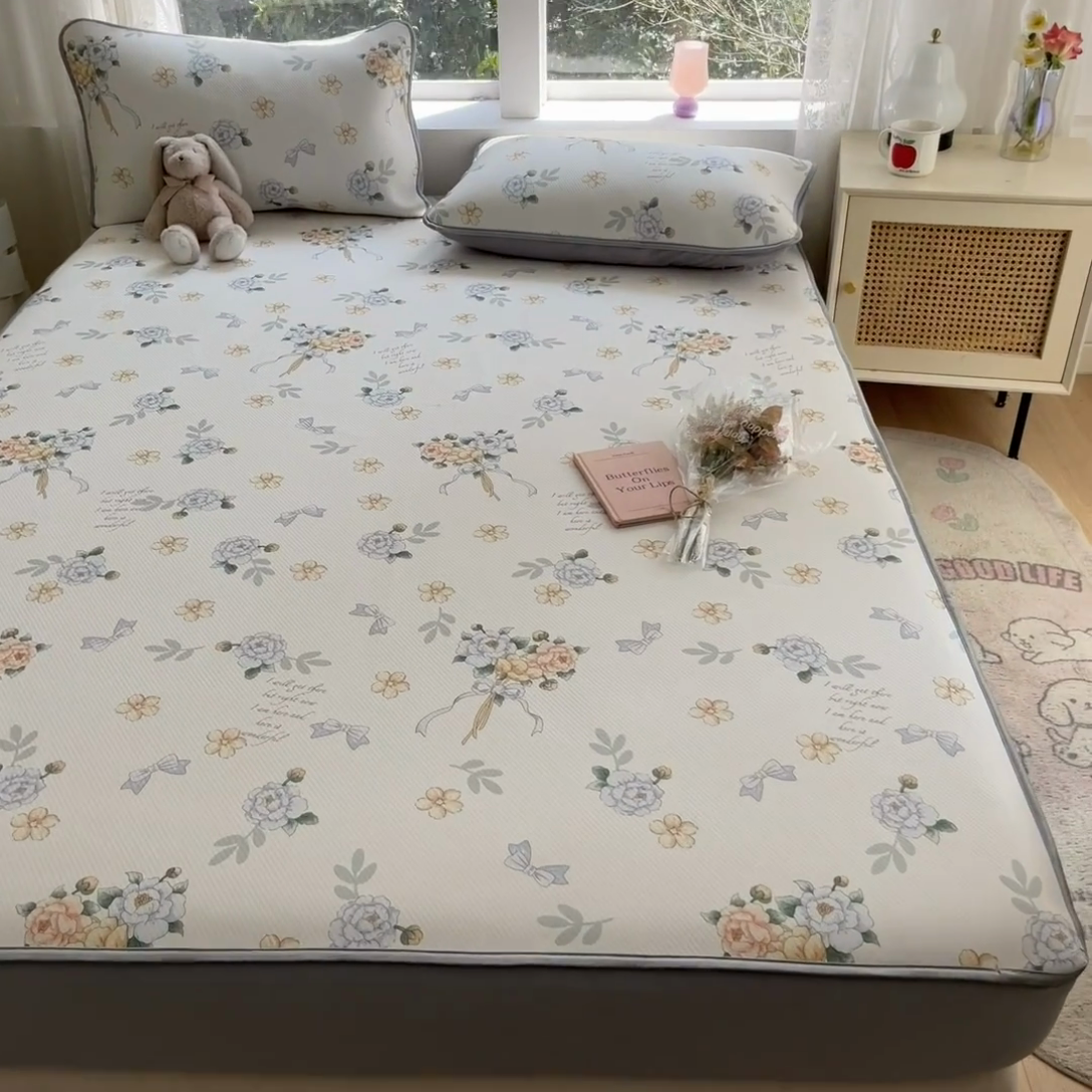 91家纺网 家纺一手货源 找家纺 星座家纺 2025新款大斜纹复合冰丝凉席-床笠款 拈花湾蓝-床笠款