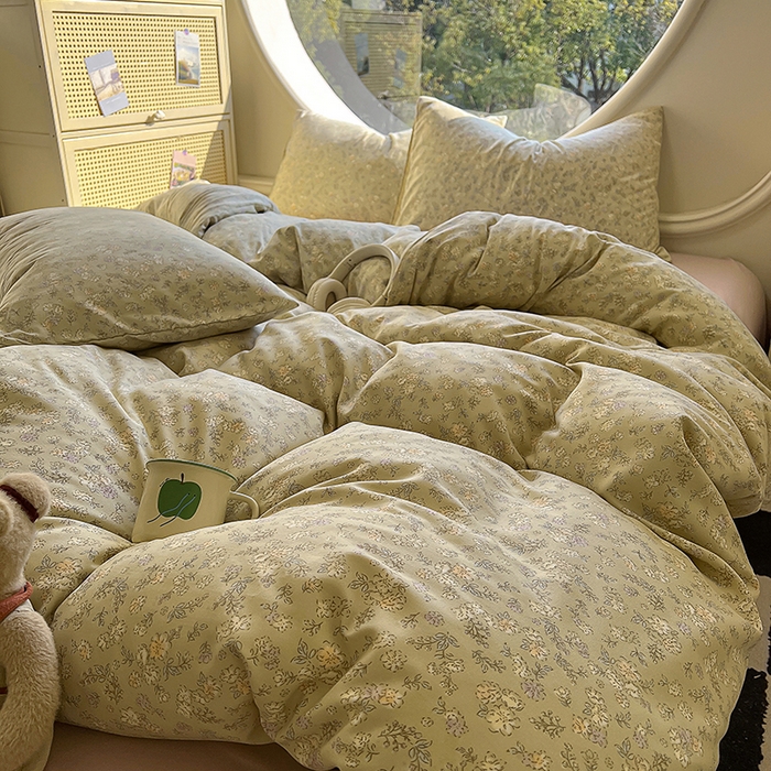 91家纺网 家纺一手货源 找家纺 花漾家居 2025新款针织双层纱被套枕套四件套 花菲花